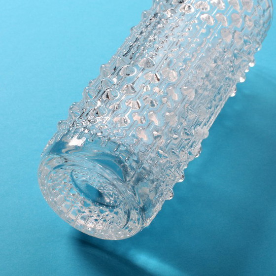Image 1 of Mid-century Clear Pressed Glass Vase / CandleWax Design / Czech Republic / 1972