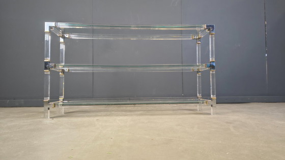 Image 1 of Chrome and lucite console table, 1970s