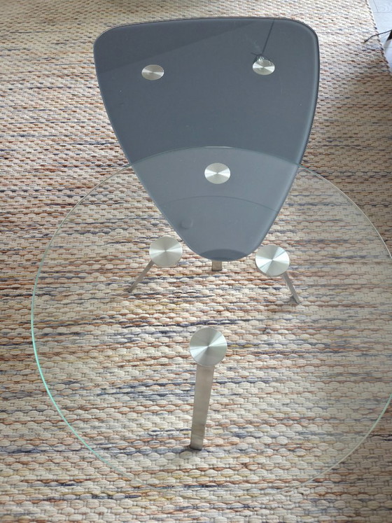 Two Glass Coffee Tables with Stainless Steel Legs – rvs (photo 5 of 5)