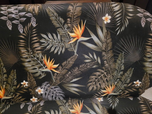 Banc de salle à manger en bois imprimé Bram en velours