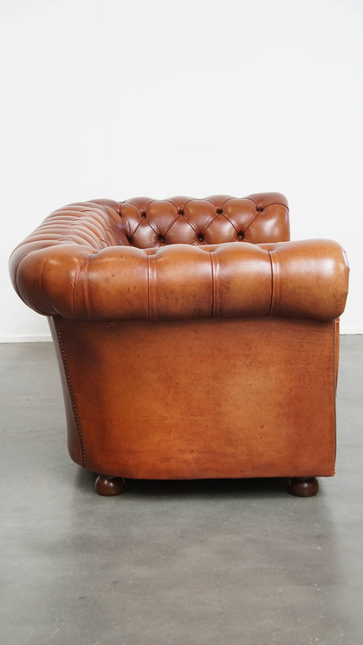 Beef Leather Chesterfield Sofa in English Style