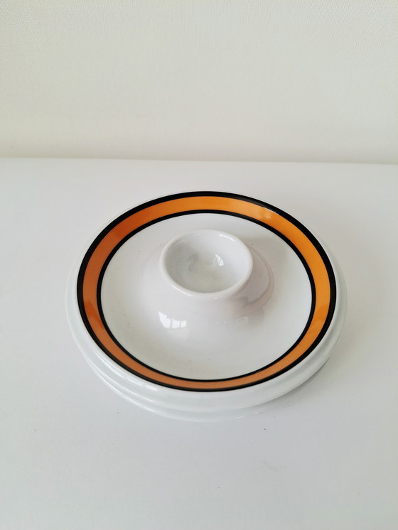 Image 1 of Thomas (Rosenthal) Retro Breakfast Set (6-piece) | Black and Orange Graphic Decor | 1970s Design