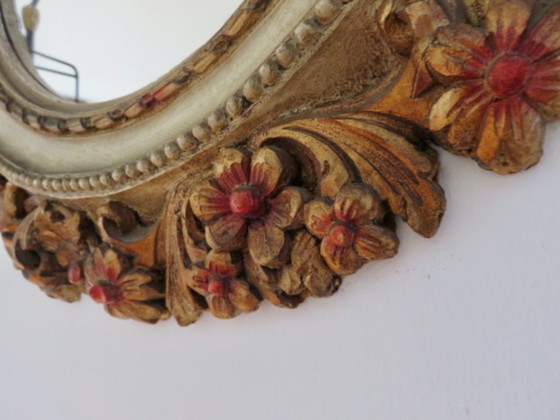 Grand Miroir Mural, Rond, Baroque, 1970, Motifs Floraux – Polyester (photo 14 of 17)