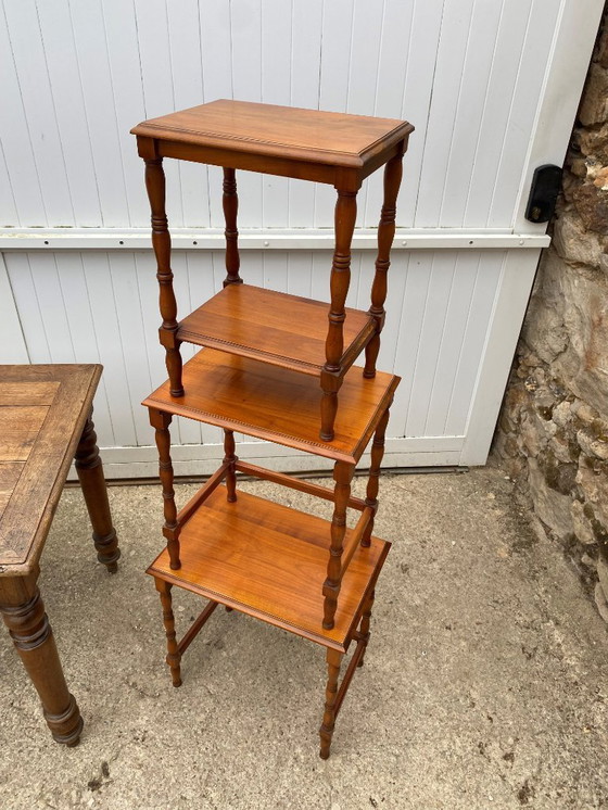 Image 1 of Set of 3 rustic cherry wood nesting coffee tables 1950