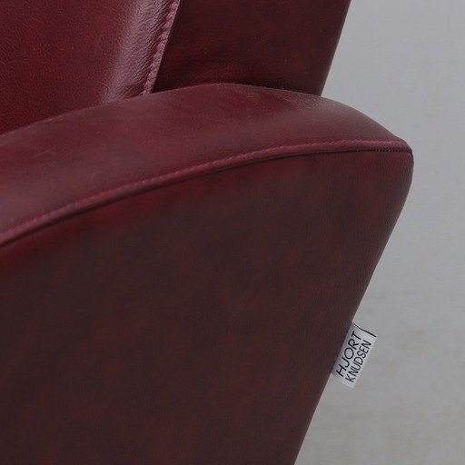 Poltrona girevole di design danese Hjort Knudsen - Pelle nera e cromo