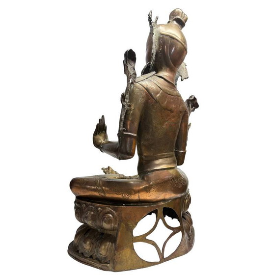 Antigua estatua tibetana de Tara en bronce dorado al fuego – lote 463 – Esculturas, Bronze, Gold (photo 7 of 17)