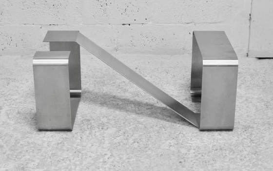 Image 1 of Kinetic" Low Table with Steel Legs and Glass Slab