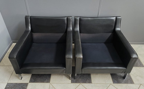 Image 1 of 2 black leather Tecta chairs by Hans Konecke 1960s model D45