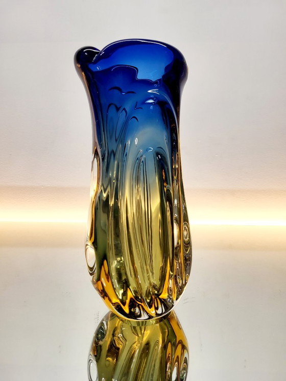 Image 1 of Vase en verre multicolore de Murano, technique du somserso, Italie, années 1970