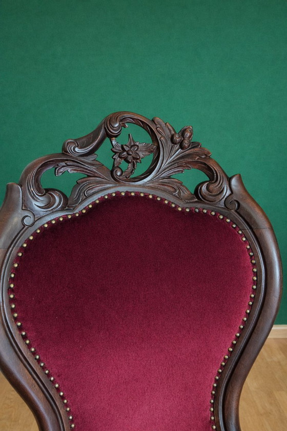 Image 1 of Fauteuil – Massief Notenhout – 19e-Eeuwse Louis Philippe Authentiek