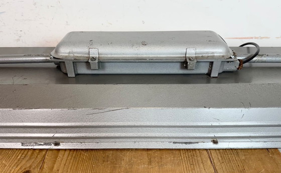 Image 1 of Lampadario industriale grigio a sospensione di Polam Gdansk, anni '70