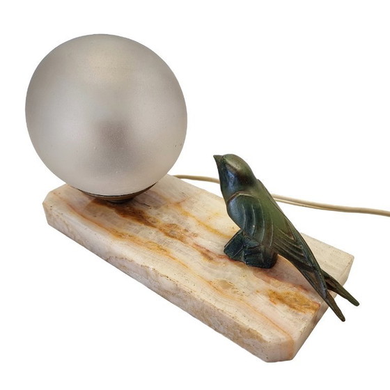 Image 1 of Lampe Art Déco française avec moineau
