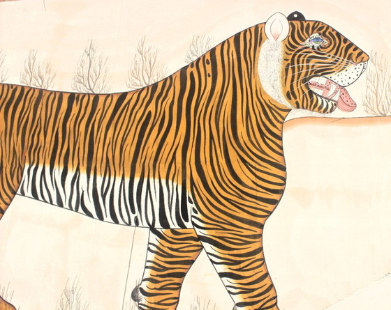 Tiger, The Indian Style Of Spanish Decorator Jaime Parladé – Paintings & Drawings, Cotton (photo 4 of 7)