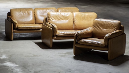 De Sede Vintage-Ledersofa-Set – Schweizer Designikone – Cognac