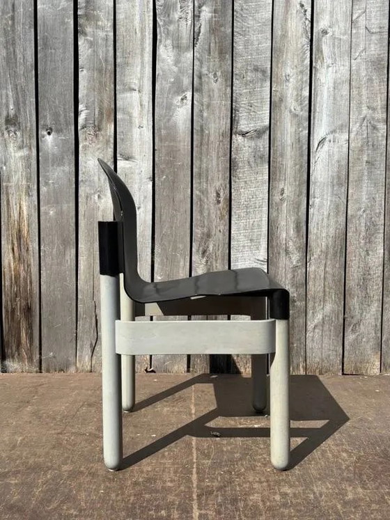 Thonet Flex Stapelstühle in Grey Wash, Designklassiker von Gerd Lange, Esszimmerstühle, Holz, Grau, Retro (Foto 14 von 16)