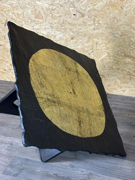 Image 1 of 60er 70er Jahre Brutalistischer Couchtisch Beistelltisch Schieferplatte Design