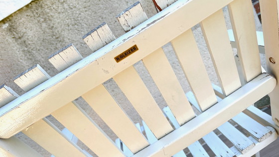 Image 1 of Vintage Wood Folding Garden Armchair by R.Gleizes France