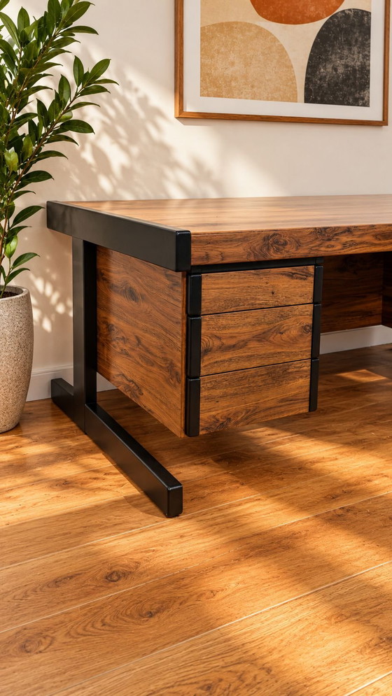 Vintage Scandinavisch design bureau van MEX Mobelfabrik, Meubels, Metaal, Kunststof, Zwart (foto 9 van 10)