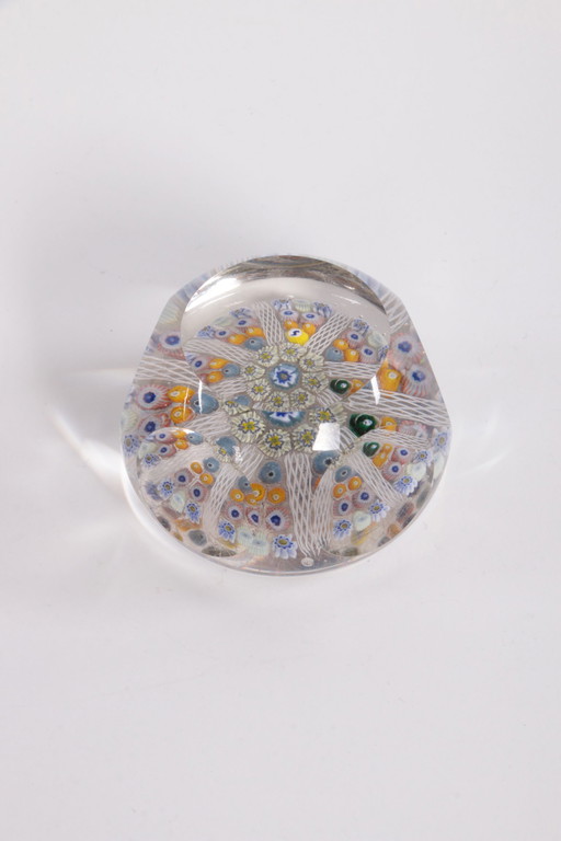 John Deacons presse-papiers millefiori met geel en wit 1960