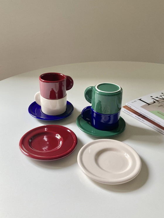 Image 1 of Ensemble de 4 tasses à café vintage en céramique fabriquées en Italie