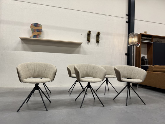 Image 1 of 6 Label van den Berg Lola Draai Chaises de salle à manger cuir tissu