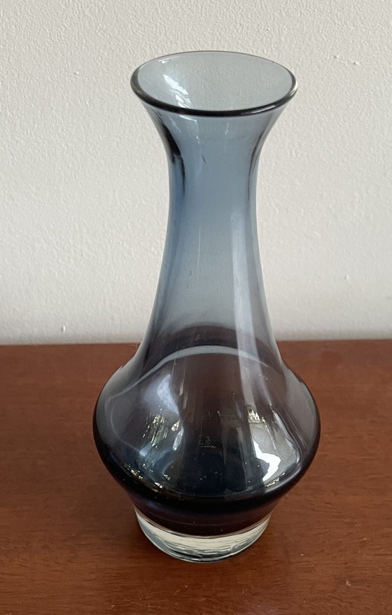 Image 1 of Riihimäki - vaso vintage in vetro blu acciaio