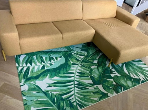 Montel mustard yellow couch sofa with 2-person Chaise Longue