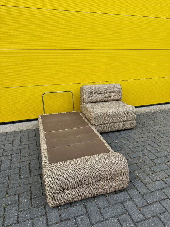 Image 1 of Vintage modular sofa / sofa bed - beige-brown woven fabric