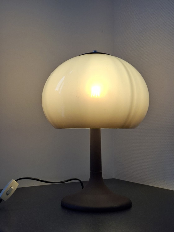 Lampada da tavolo vintage a fungo Dijkstra, Lampade da tavolo, Metallo, Plastica, Beige (foto 4 di 5)