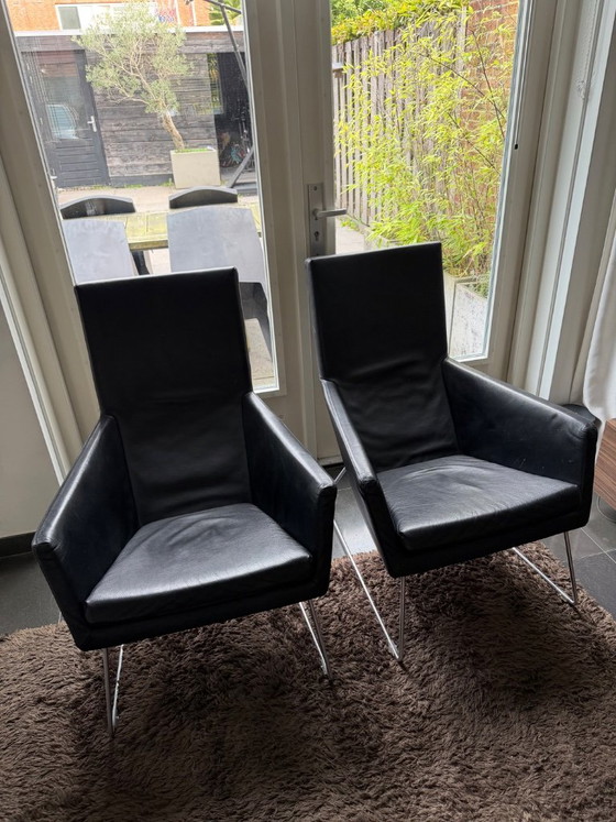 2 Sillones De Cuero Negro De Label Don – Leather, Metal (photo 6 of 6)