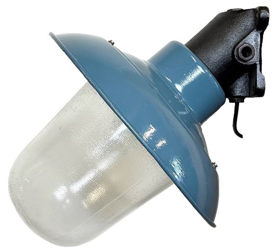 Image 1 of Industrial Blue Painted Factory Lamp Wall Light from Elektrosvit, 1960s