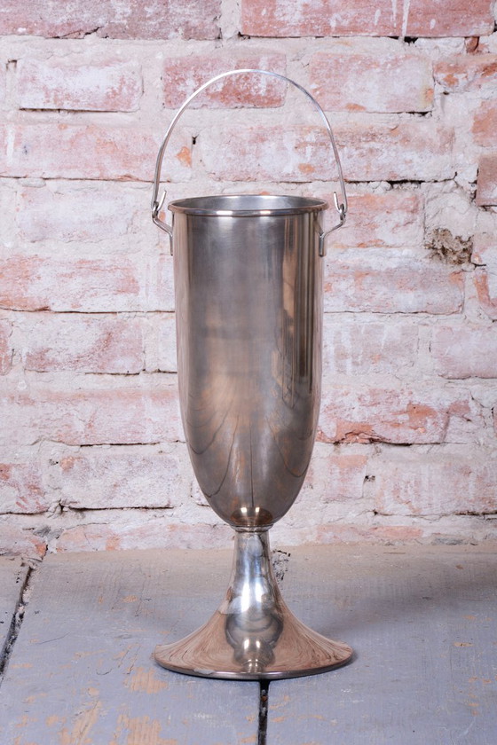 Secchiello champagne Art Déco originale da terra, metallo argentato, Francia, anni '20, Accessori da tavola (foto 7 di 13)