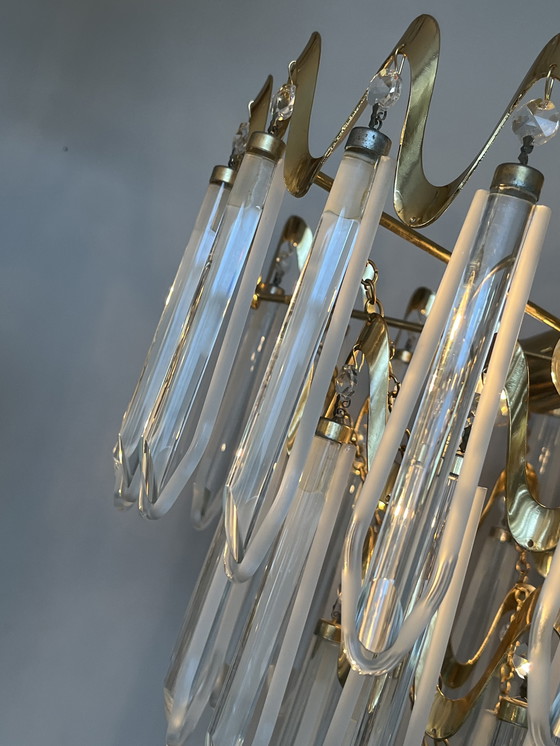 Image 1 of Lampadario di cristallo vintage di lusso in stile Art Déco anni '80