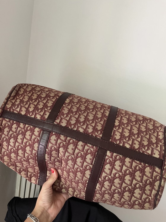 Vintage Christian Dior "Bagages" Boston Bag - Oblique Bordeaux Canvas (1970s) – Top handle bags, Calfskin (photo 2 of 14)