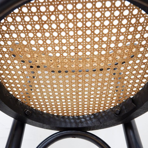 Image 1 of Set of 3 vintage Thonet-style bar stools in bentwood and caning