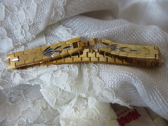 Bracciale francese sottile placcato oro giallo, retrò, vintage – Decorazione, Metallo (photo 3 of 7)