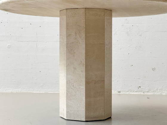 Image 1 of Mesa redonda de travertino, Italia, años 70