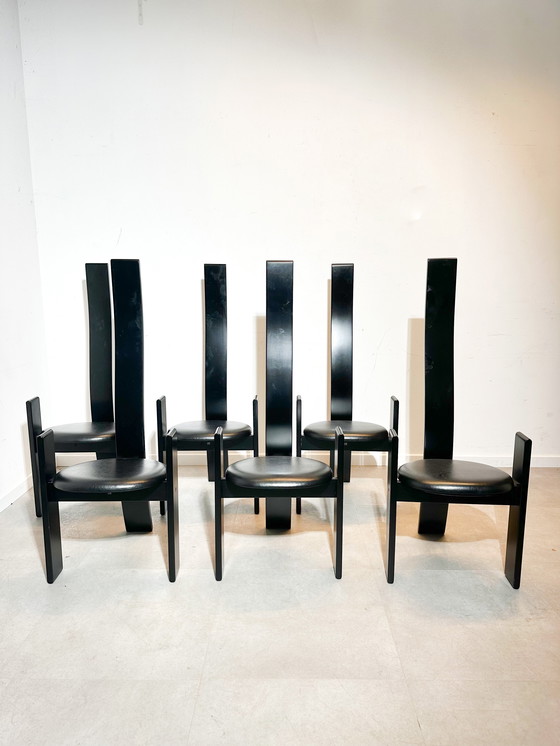 Image 1 of Set van zes 'Golem'-stoelen van Vico Magistretti voor Poggi, jaren 60