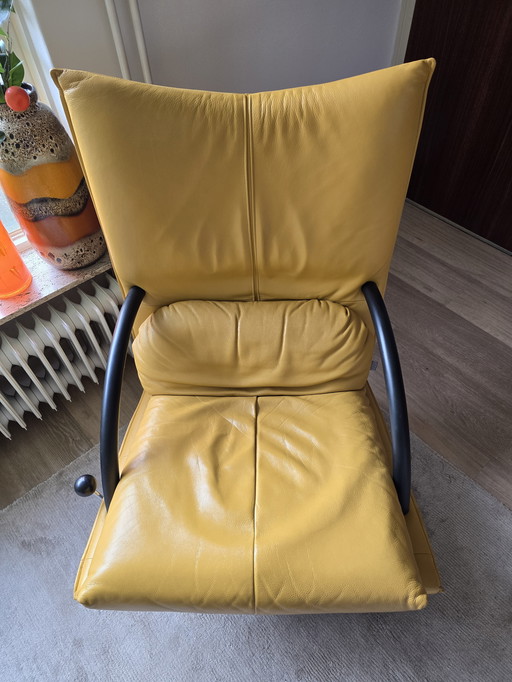 Fauteuil pivotant Rolf Benz jaune ocre