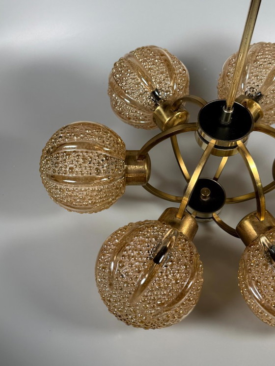 Image 1 of Lámpara de araña Sputnik de 6 luces, años 60/70, diseño de cristal Kaiser Leuchten