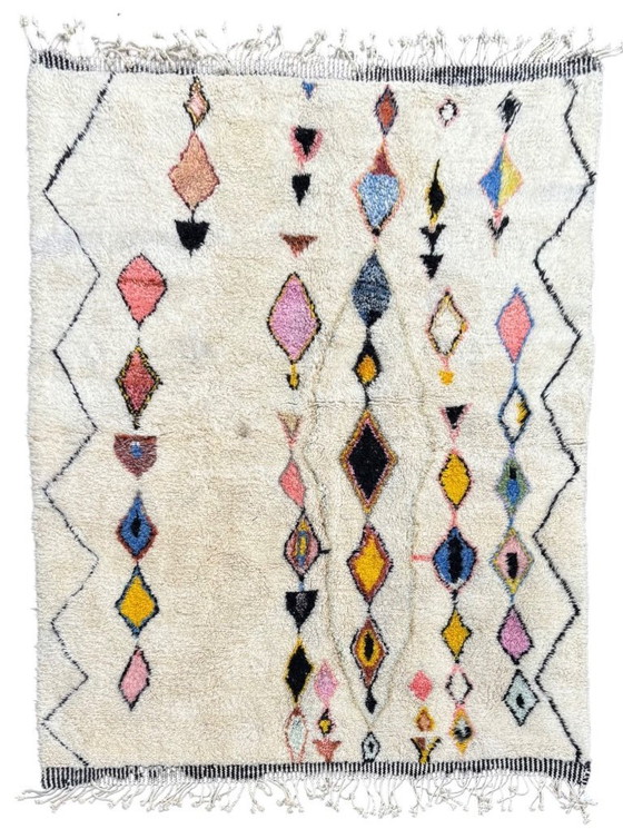 Image 1 of Authentischer Mrirt Marokkanischer Berber Wollteppich 200x300 cm - Handgewebter, Plüsch & Bunter Wollteppich