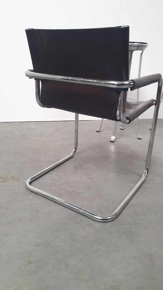 Image 1 of Mart Stam S34/B vintage stoel fasem Italië 70s tuigleer