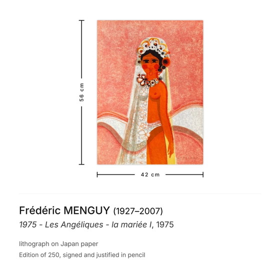 Image 1 of Frédéric MENGUY Die Engel - Die Braut I Signierte Lithografie 1975