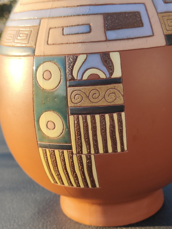 Image 1 of Large Hand-painted Studio Pottery Vase by Eduardo Vega (Artesa) – 40cm