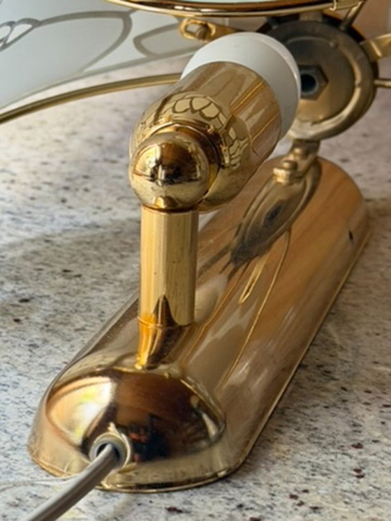 Wall Sconce, Art Deco Etched Panel Design, Brass Mount – Wall lights, Glass (photo 9 of 15)