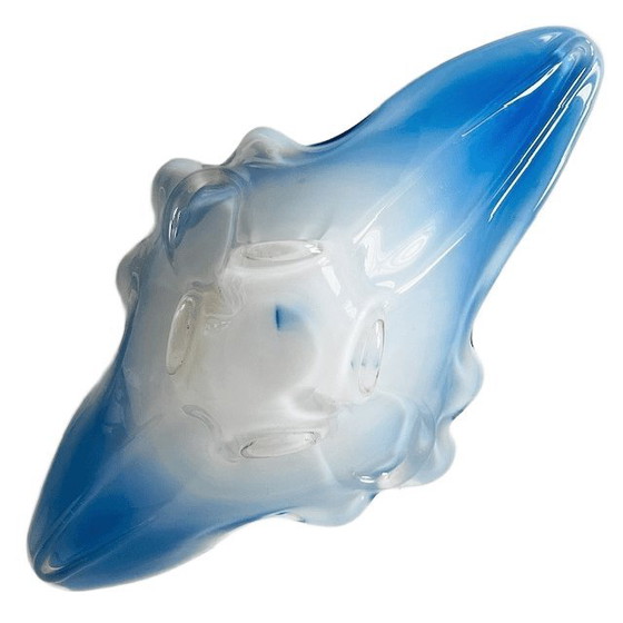 Image 1 of Ciotola vintage XL in vetro di Murano blu bianco trasparente metà anni '70
