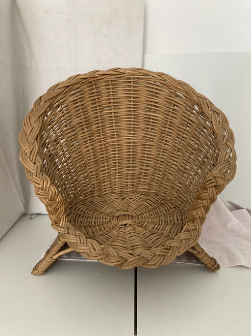 Vintage kinderstoel van rotan uit de jaren 80