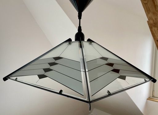 Tiffany style - Art Deco vintage pendant lamp made of metal and glass