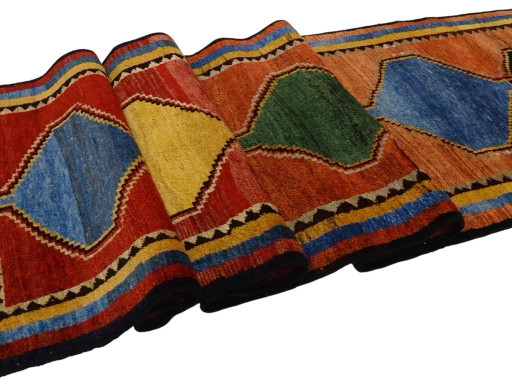 Alfombra Gabbeh semiantigua - 385 x 100 cm - Anudada a mano