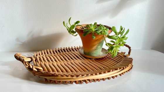 Image 1 of Vassoio di presentazione in rattan vintage